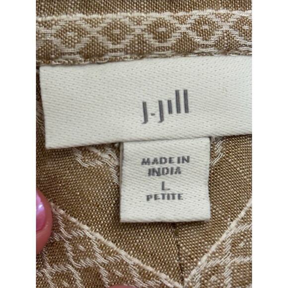 J. Jill tan/white stiped tunic, button front, LP, coastal, vacation, breezy - Picture 5 of 6